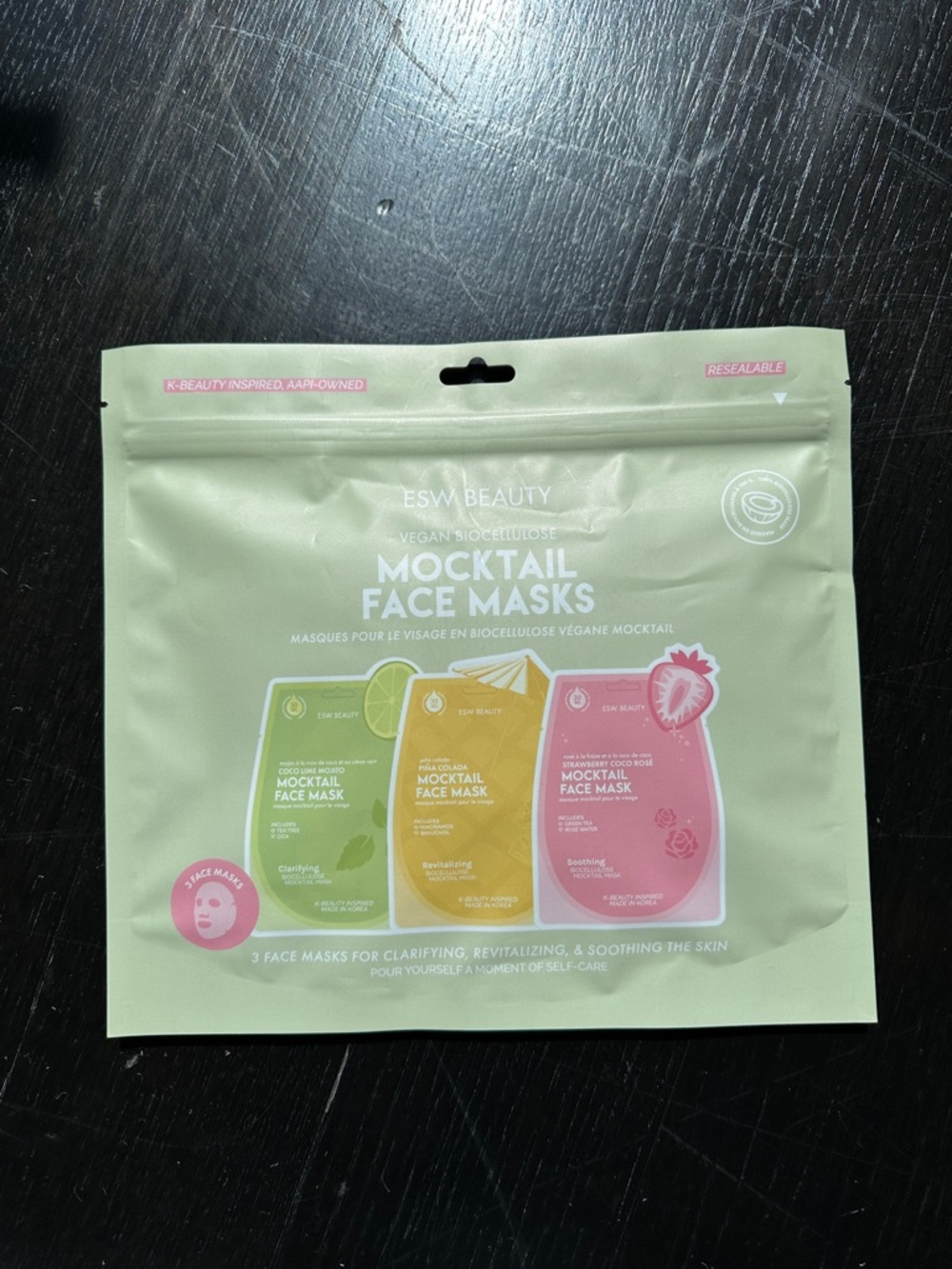 Mocktail Face Masks Trio - Green, Yellow, Pink
